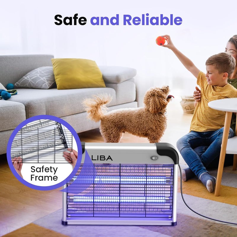 LiBa Electric Bug Zapper, Indoor Insect Killer - (2) Extra Replacement Bulbs - Fly, Mosquito Killer and Repellent - Lightweight, Powerful 2800V Grid, Easy-to-Clean, with a Removable Washable Tray. - Image 4